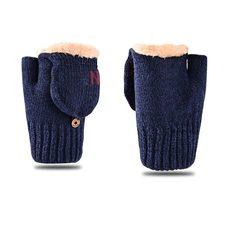 1 Pair Winter Gloves Half-finger Thickened Knitted Warm Soft Elastic Anti-slip Heat Retention Cold Image 1