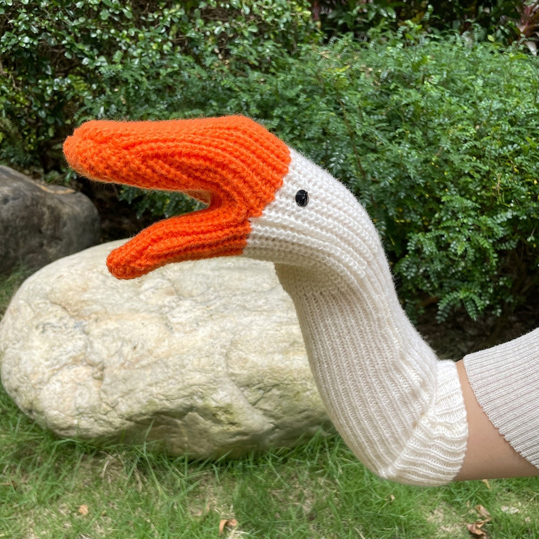 1 Pair Funny Swan Knitted Gloves Fall Winter Stretch Thickened Warm Cute Men Women Outdoor Thermal Knit Mittens Birthday Image 12