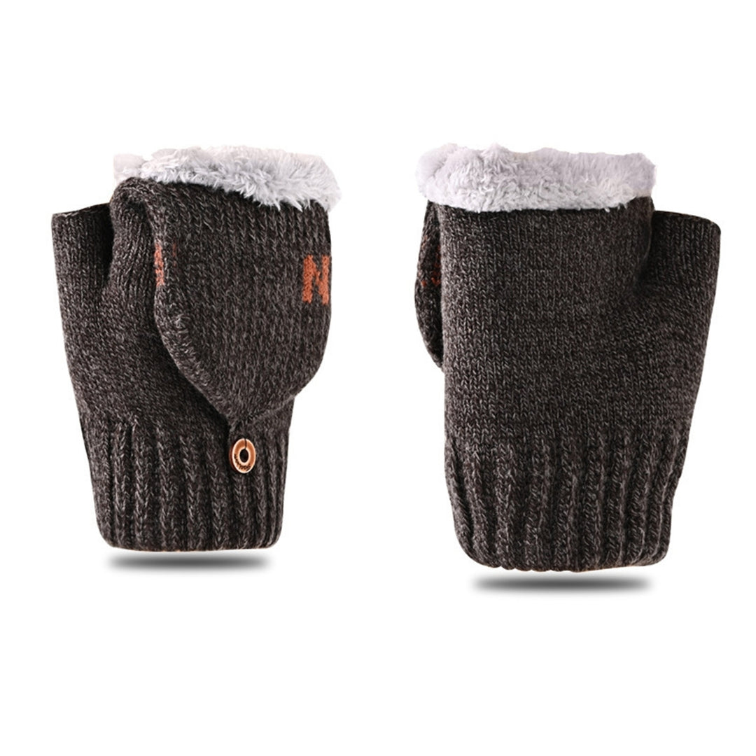 1 Pair Winter Gloves Half-finger Thickened Knitted Warm Soft Elastic Anti-slip Heat Retention Cold Image 4