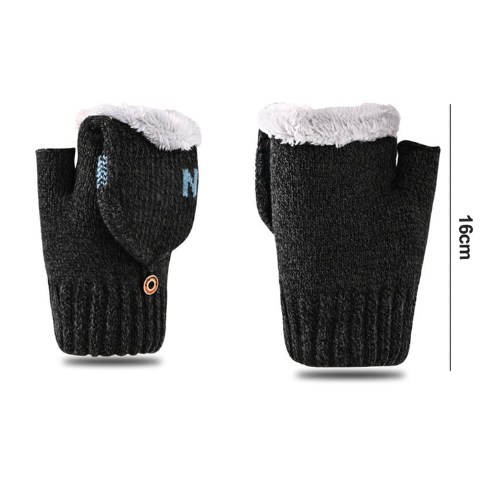 1 Pair Winter Gloves Half-finger Thickened Knitted Warm Soft Elastic Anti-slip Heat Retention Cold Image 10