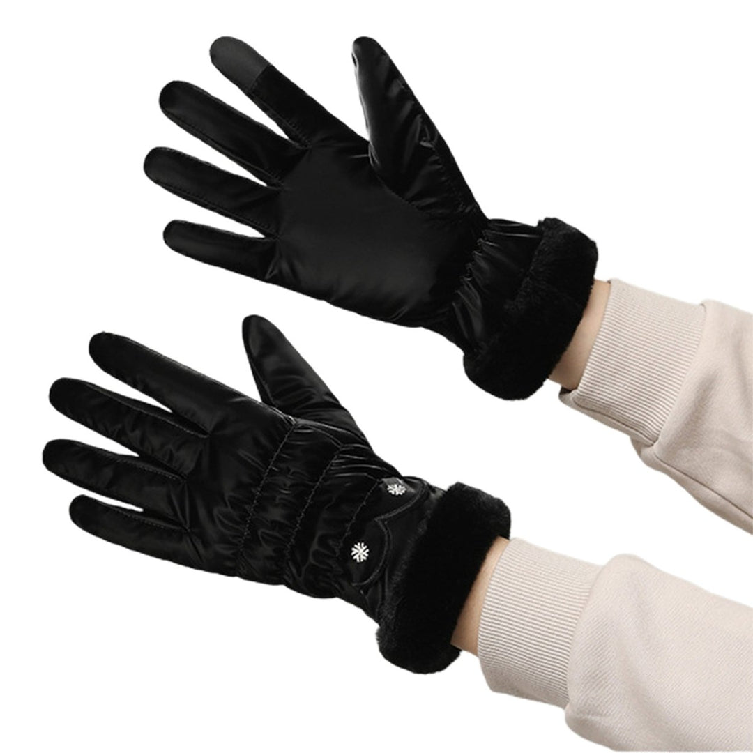 Winter Ladies Gloves Windproof Thickened Warm Five Fingers Elastic Cuff Touchscreen Soft Wear-resistant Anti-slip Image 1