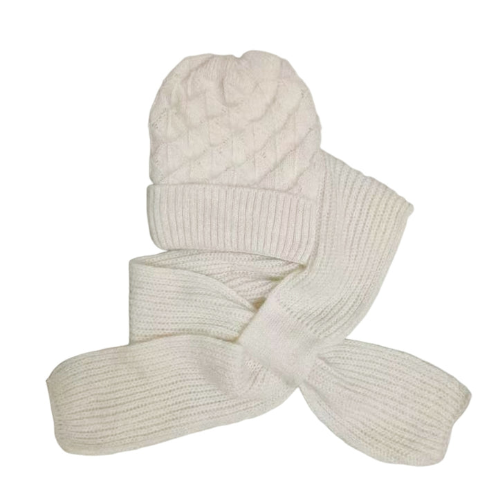 Autumn Winter Knitted Hat Super Soft Thickened Cold-Proof Ear Protection Windproof Beanie with Scarf Image 2