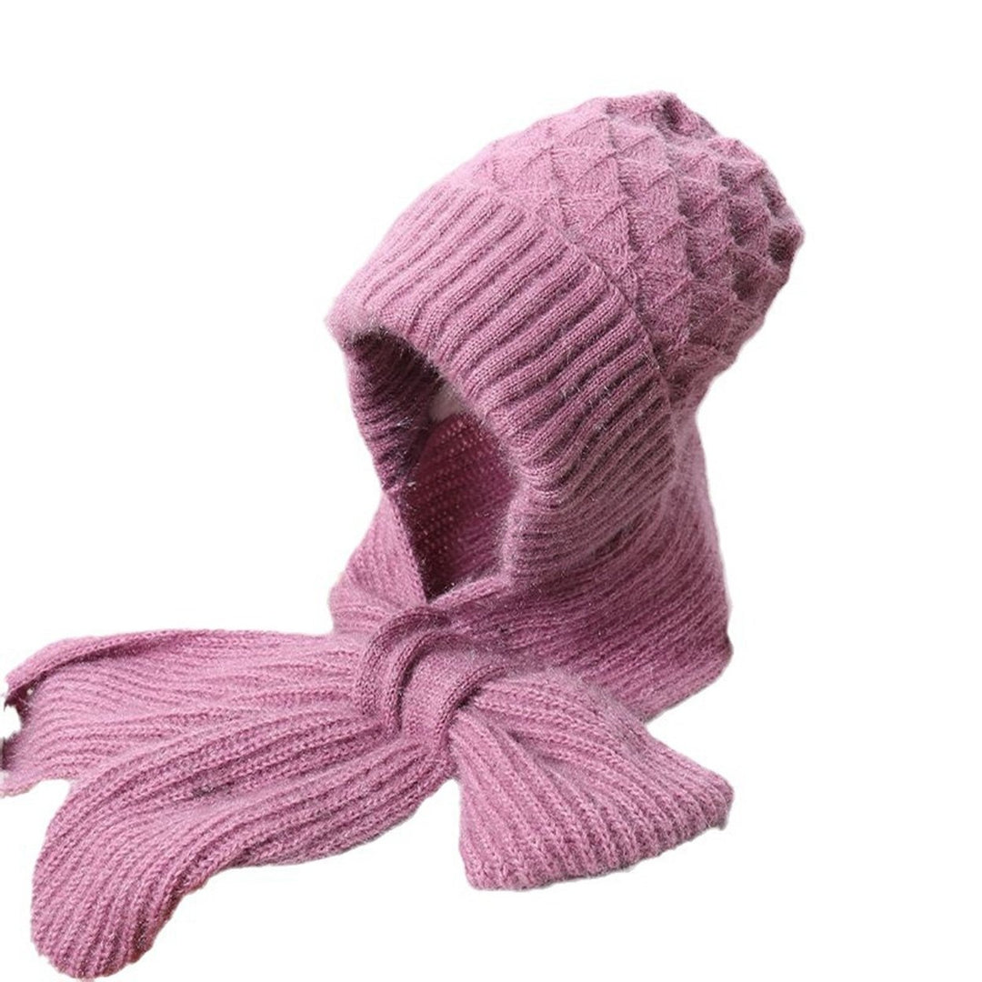 Autumn Winter Knitted Hat Super Soft Thickened Cold-Proof Ear Protection Windproof Beanie with Scarf Image 4