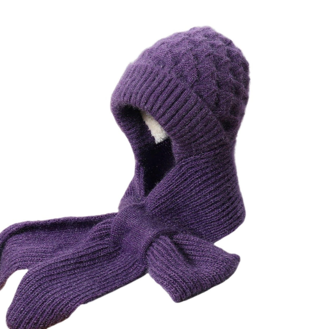 Autumn Winter Knitted Hat Super Soft Thickened Cold-Proof Ear Protection Windproof Beanie with Scarf Image 6