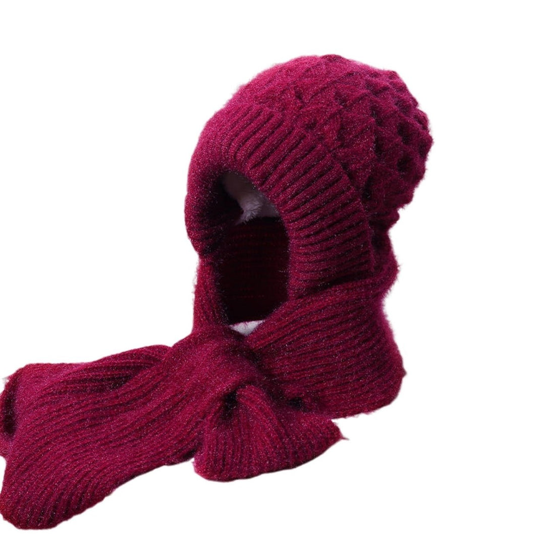 Autumn Winter Knitted Hat Super Soft Thickened Cold-Proof Ear Protection Windproof Beanie with Scarf Image 7