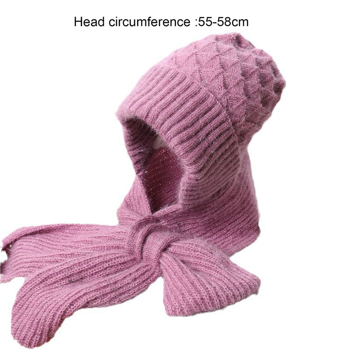 Autumn Winter Knitted Hat Super Soft Thickened Cold-Proof Ear Protection Windproof Beanie with Scarf Image 11