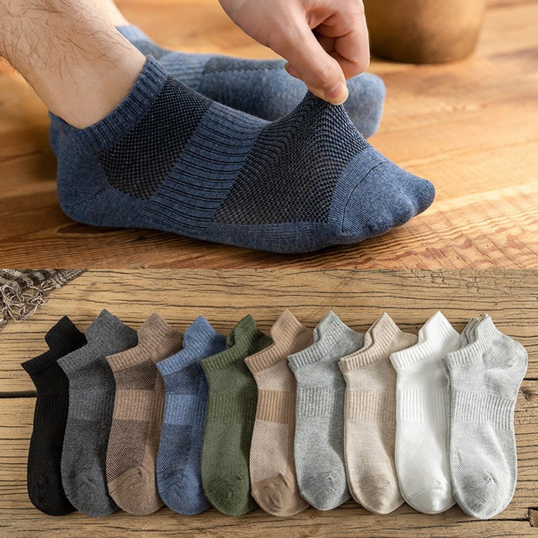 1 Pair Men Socks Short Cut Low-tube Thin Soft Breathable Sweat Absorption No Odor Anti-slip Elastic Quick-drying Casual Image 1