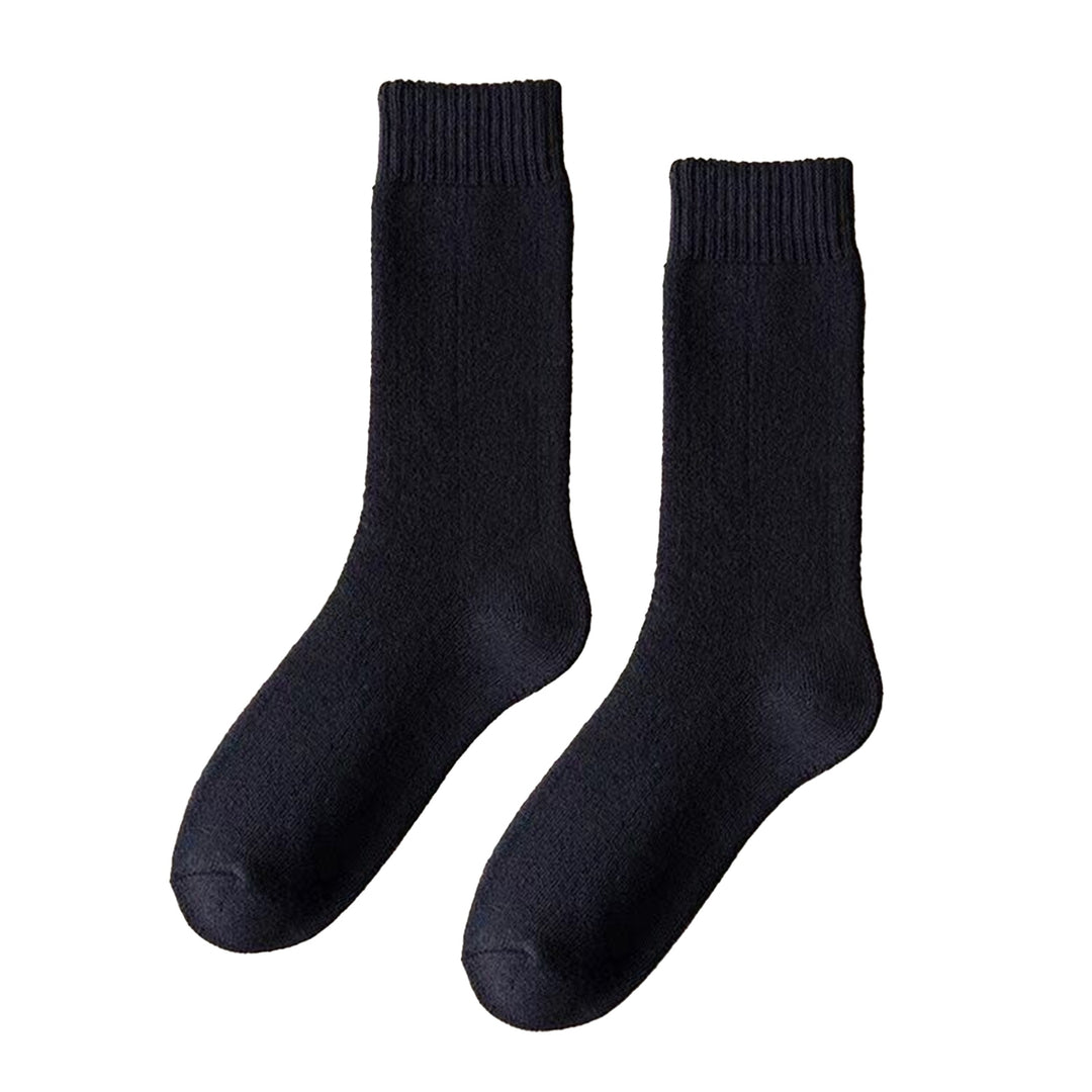 1 Pair Unisex Socks Knitted Mid-tube Thick Plush Soft Warm Sweat Absorption No Odor Anti-slip Elastic Casual Floor Socks Image 2