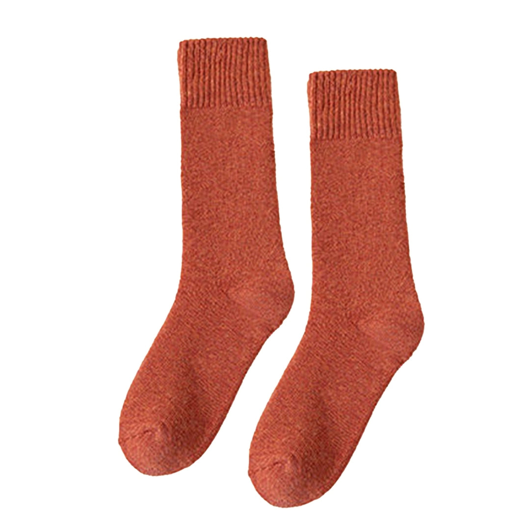 1 Pair Unisex Socks Knitted Mid-tube Thick Plush Soft Warm Sweat Absorption No Odor Anti-slip Elastic Casual Floor Socks Image 3