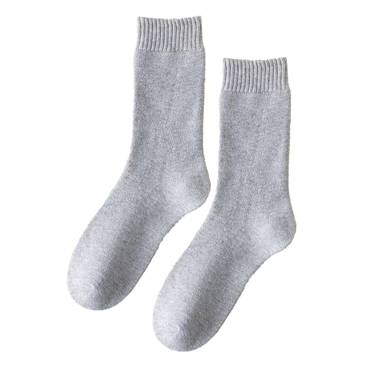 1 Pair Unisex Socks Knitted Mid-tube Thick Plush Soft Warm Sweat Absorption No Odor Anti-slip Elastic Casual Floor Socks Image 4
