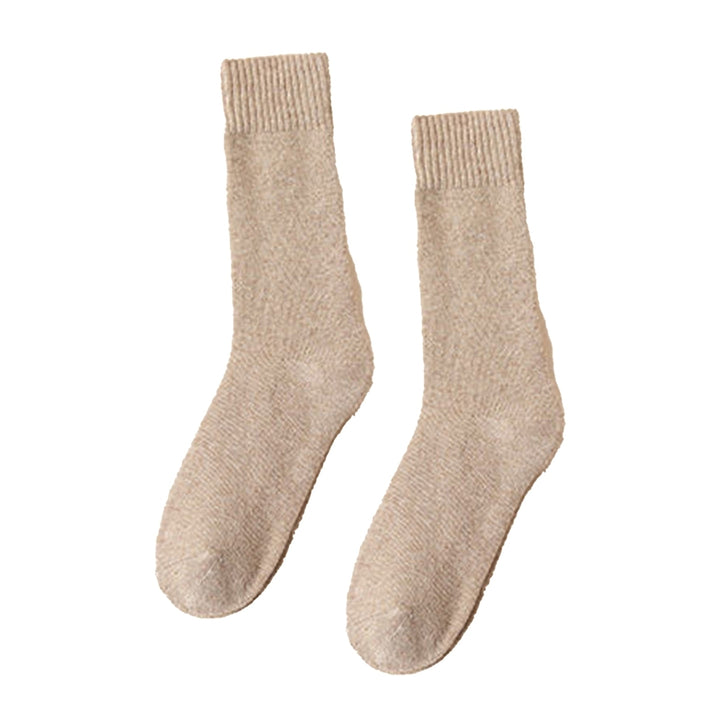 1 Pair Unisex Socks Knitted Mid-tube Thick Plush Soft Warm Sweat Absorption No Odor Anti-slip Elastic Casual Floor Socks Image 8