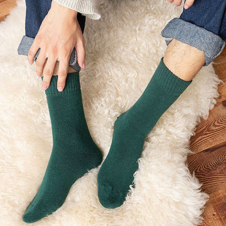 1 Pair Unisex Socks Knitted Mid-tube Thick Plush Soft Warm Sweat Absorption No Odor Anti-slip Elastic Casual Floor Socks Image 12