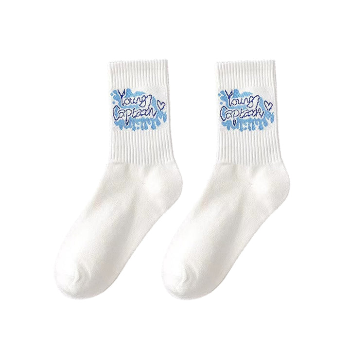 1 Pair Couple Sport Socks Spring Autumn Middle Tube Socks Funny Cartoon Print Men Soft Breathable Socks Image 3