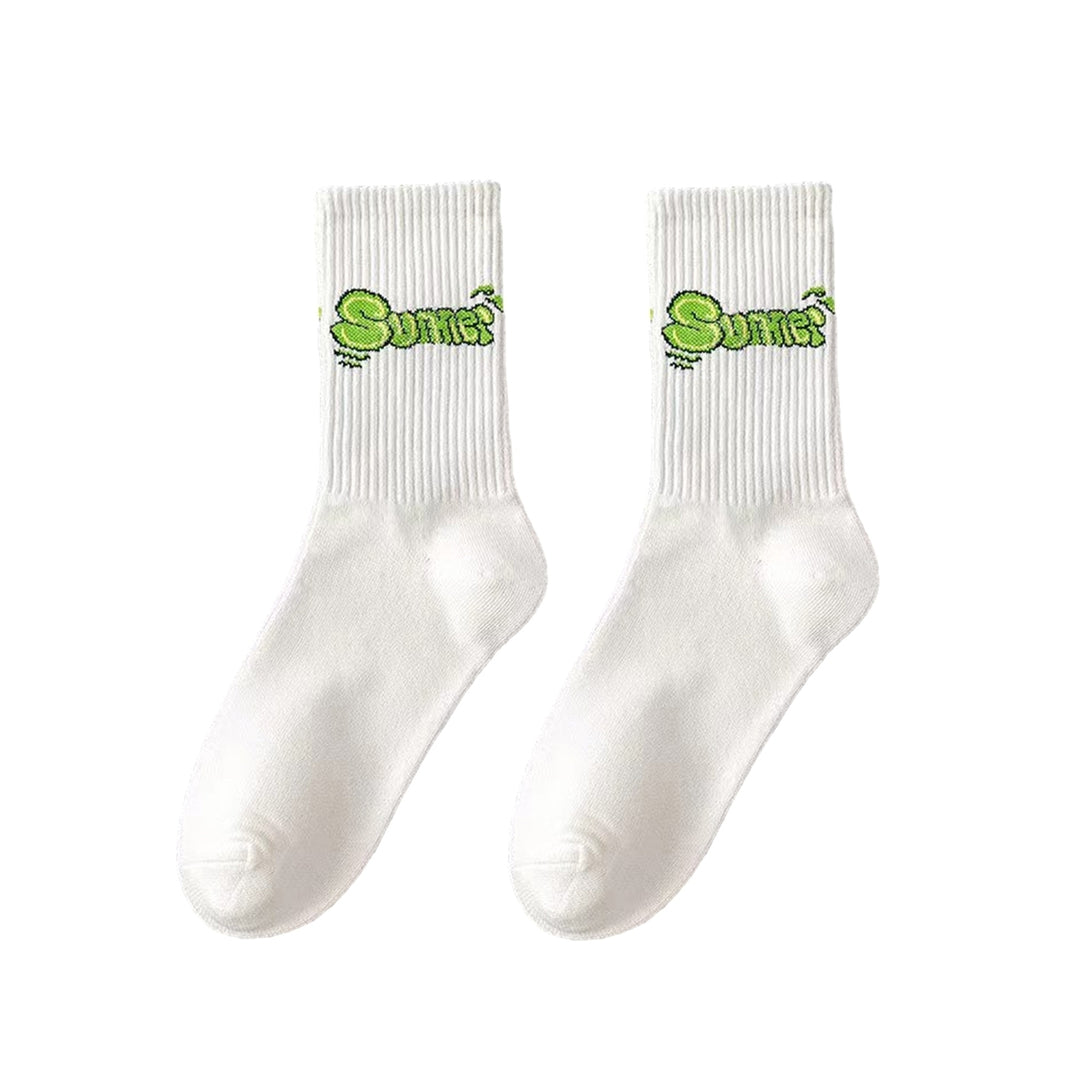 1 Pair Couple Sport Socks Spring Autumn Middle Tube Socks Funny Cartoon Print Men Soft Breathable Socks Image 6
