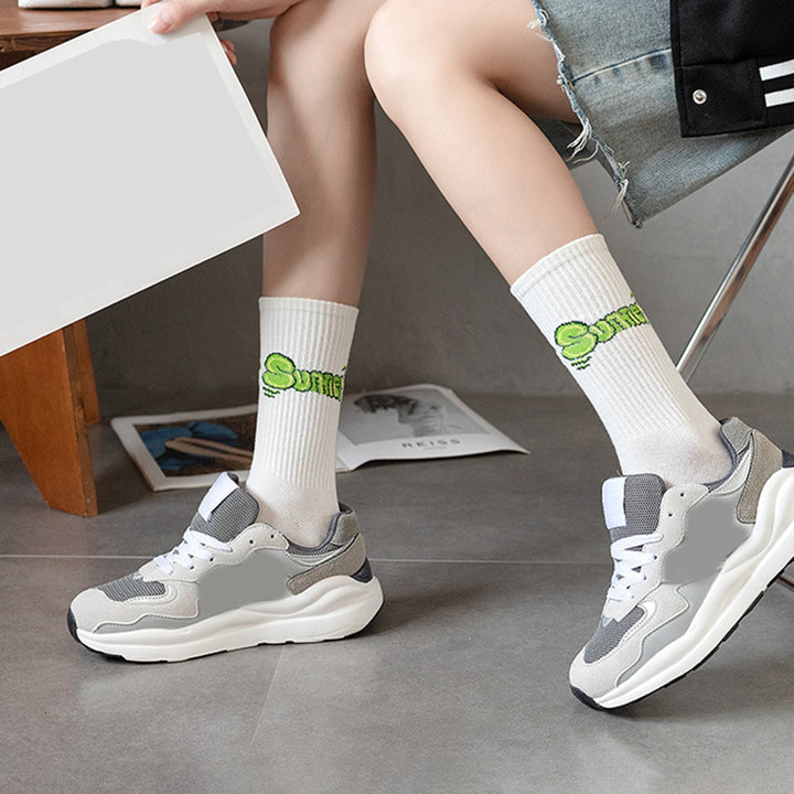 1 Pair Couple Sport Socks Spring Autumn Middle Tube Socks Funny Cartoon Print Men Soft Breathable Socks Image 7