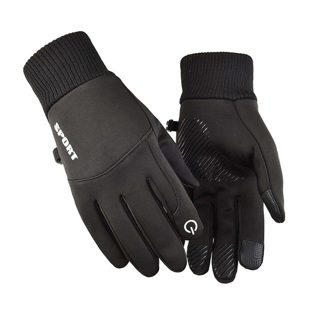 1 Pair Men Cycling Gloves Windproof Thick Warm Touch Screen Anti-slip Soft Cold-proof Elastic Wrist Winter Cycling Image 2