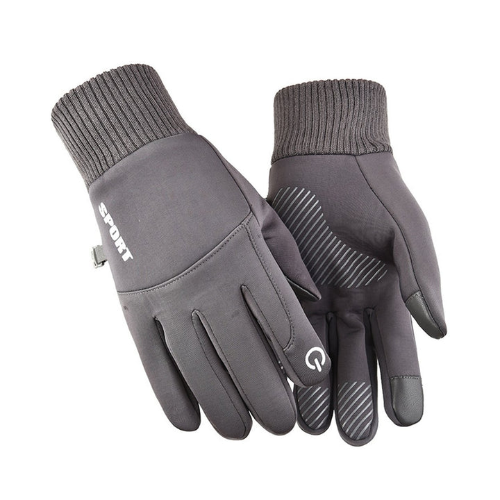 1 Pair Men Cycling Gloves Windproof Thick Warm Touch Screen Anti-slip Soft Cold-proof Elastic Wrist Winter Cycling Image 1