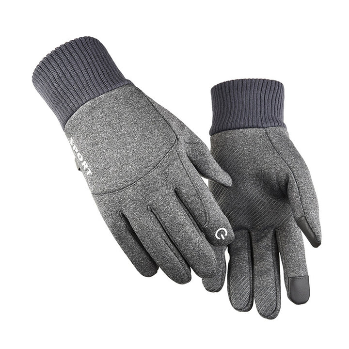 1 Pair Men Cycling Gloves Windproof Thick Warm Touch Screen Anti-slip Soft Cold-proof Elastic Wrist Winter Cycling Image 4