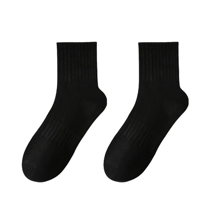 1 Pair Socks Thickened Elastic Anti-slip Mid-tube Solid Color Matching Floor Socks Warm Soft No Ddor Sweat Absorption Image 2