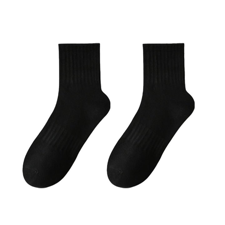 1 Pair Socks Thickened Elastic Anti-slip Mid-tube Solid Color Matching Floor Socks Warm Soft No Ddor Sweat Absorption Image 1