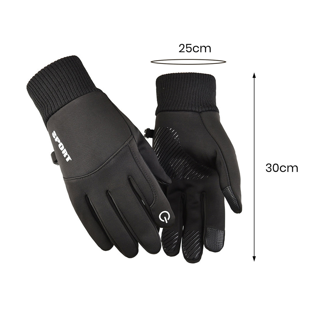 1 Pair Men Cycling Gloves Windproof Thick Warm Touch Screen Anti-slip Soft Cold-proof Elastic Wrist Winter Cycling Image 9