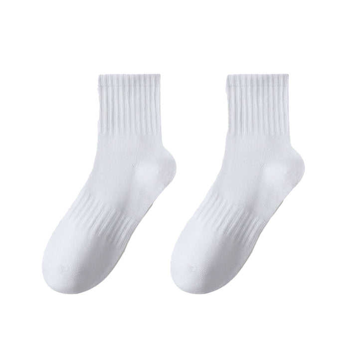1 Pair Socks Thickened Elastic Anti-slip Mid-tube Solid Color Matching Floor Socks Warm Soft No Ddor Sweat Absorption Image 3