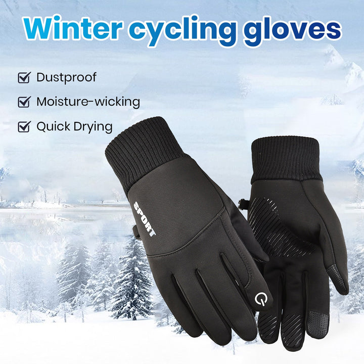 1 Pair Men Cycling Gloves Windproof Thick Warm Touch Screen Anti-slip Soft Cold-proof Elastic Wrist Winter Cycling Image 10