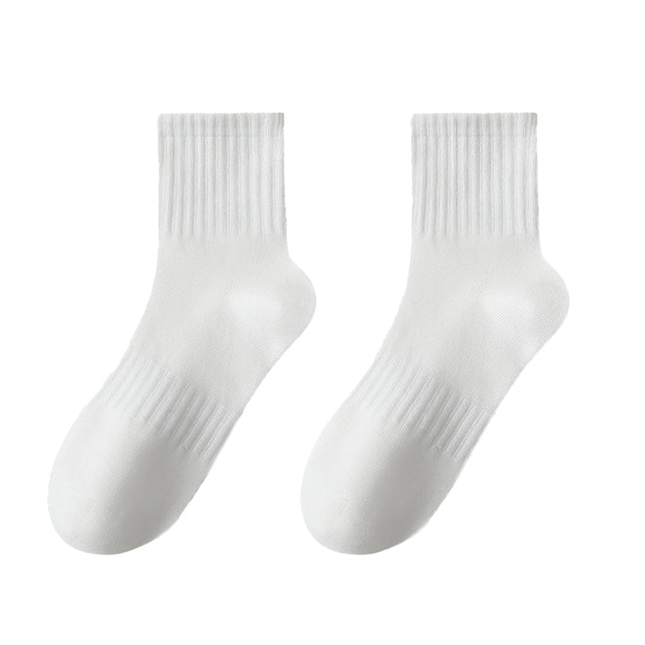 1 Pair Socks Thickened Elastic Anti-slip Mid-tube Solid Color Matching Floor Socks Warm Soft No Ddor Sweat Absorption Image 4
