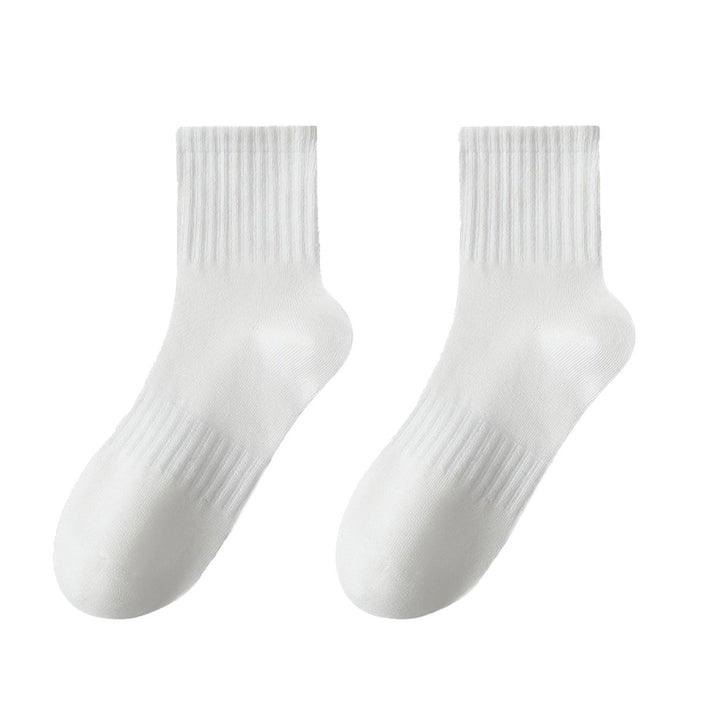 1 Pair Socks Thickened Elastic Anti-slip Mid-tube Solid Color Matching Floor Socks Warm Soft No Ddor Sweat Absorption Image 1