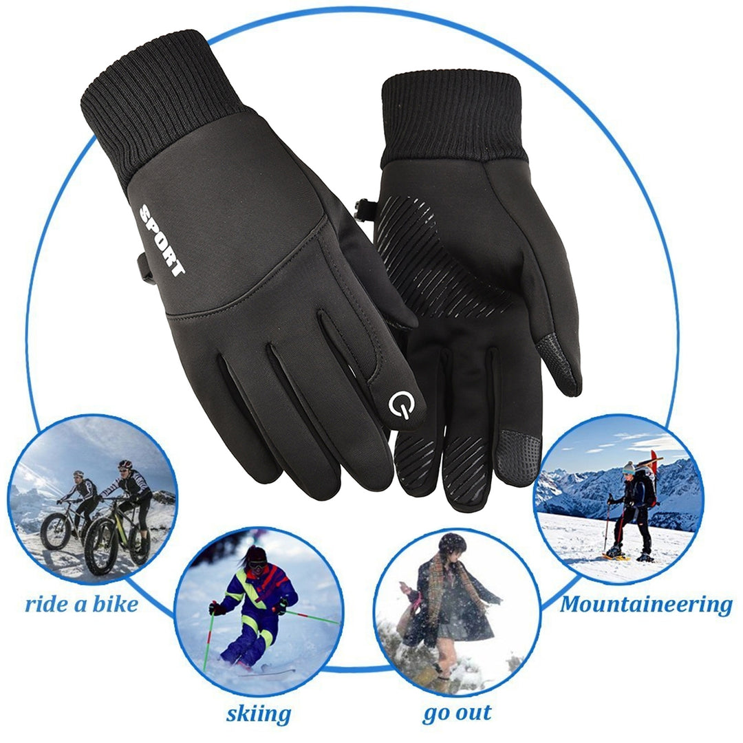1 Pair Men Cycling Gloves Windproof Thick Warm Touch Screen Anti-slip Soft Cold-proof Elastic Wrist Winter Cycling Image 11