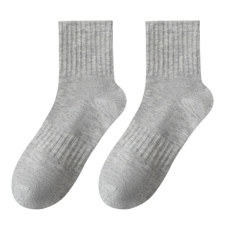 1 Pair Socks Thickened Elastic Anti-slip Mid-tube Solid Color Matching Floor Socks Warm Soft No Ddor Sweat Absorption Image 4