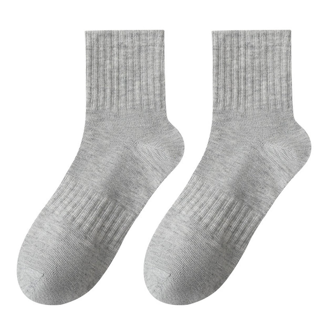 1 Pair Socks Thickened Elastic Anti-slip Mid-tube Solid Color Matching Floor Socks Warm Soft No Ddor Sweat Absorption Image 1