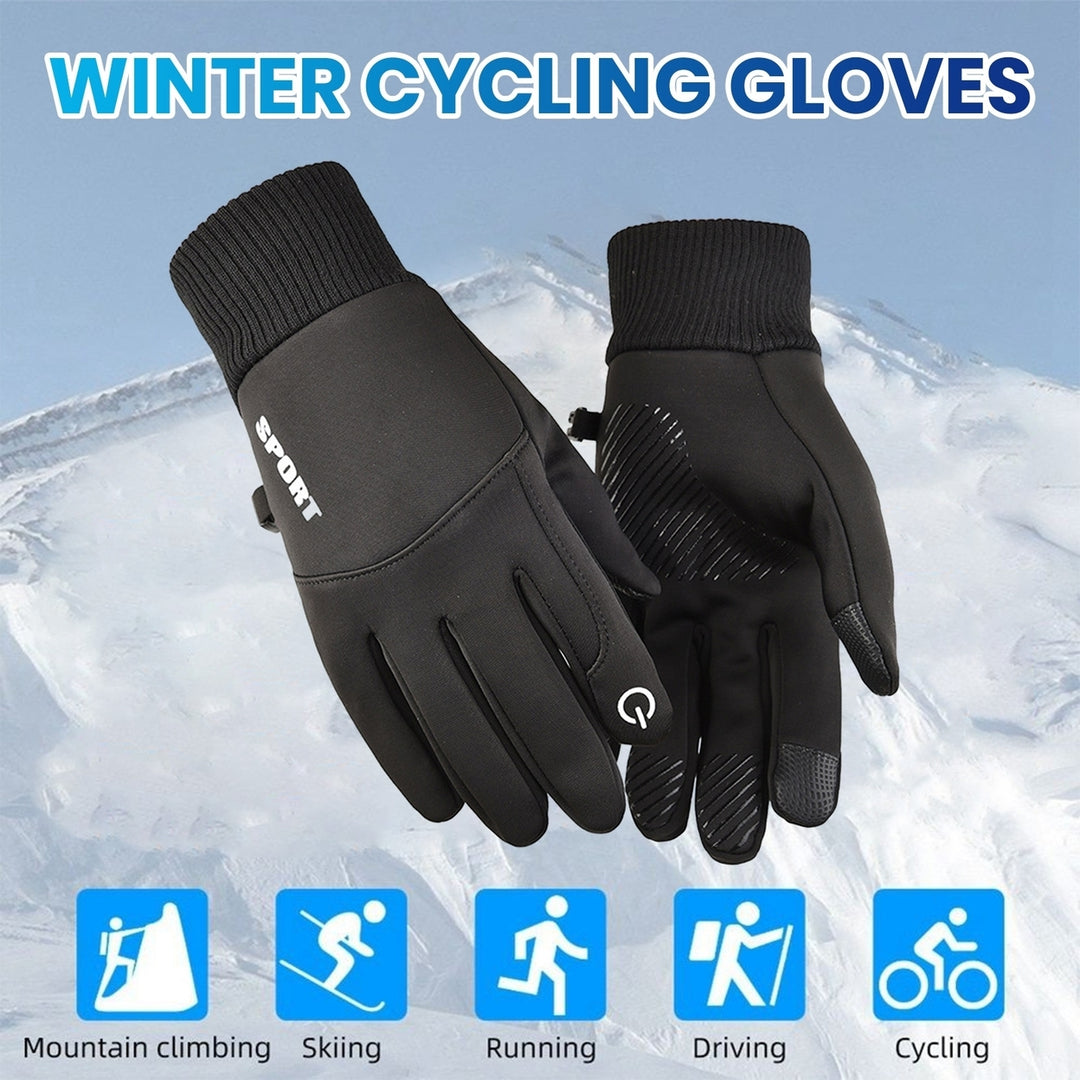 1 Pair Men Cycling Gloves Windproof Thick Warm Touch Screen Anti-slip Soft Cold-proof Elastic Wrist Winter Cycling Image 12