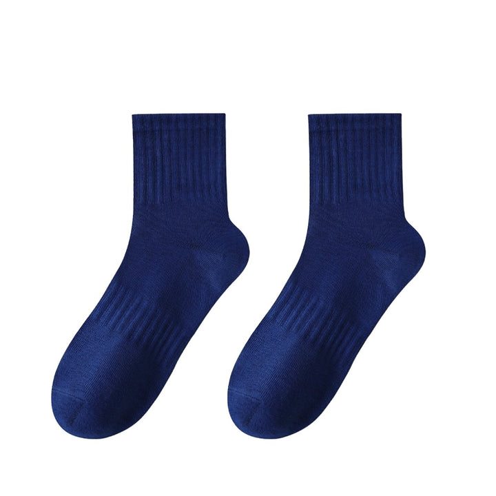 1 Pair Socks Thickened Elastic Anti-slip Mid-tube Solid Color Matching Floor Socks Warm Soft No Ddor Sweat Absorption Image 1