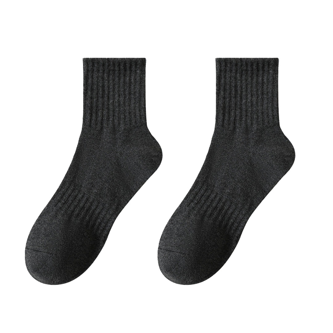 1 Pair Socks Thickened Elastic Anti-slip Mid-tube Solid Color Matching Floor Socks Warm Soft No Ddor Sweat Absorption Image 7