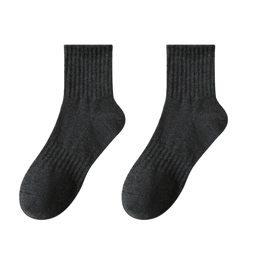 1 Pair Socks Thickened Elastic Anti-slip Mid-tube Solid Color Matching Floor Socks Warm Soft No Ddor Sweat Absorption Image 1