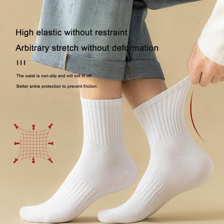 1 Pair Socks Thickened Elastic Anti-slip Mid-tube Solid Color Matching Floor Socks Warm Soft No Ddor Sweat Absorption Image 8