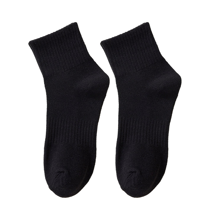 1 Pair Unisex Socks Thickened Elastic Anti-slip Mid-tube Solid Color Floor Socks Warm Soft No Ddor Sweat Absorption Lady Image 4