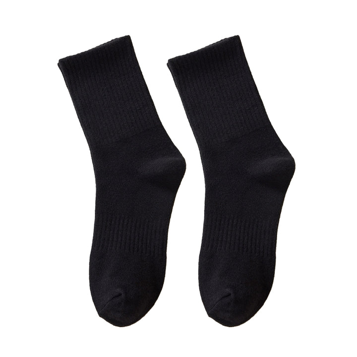 1 Pair Unisex Socks Thickened Elastic Anti-slip Mid-tube Solid Color Floor Socks Warm Soft No Ddor Sweat Absorption Lady Image 8