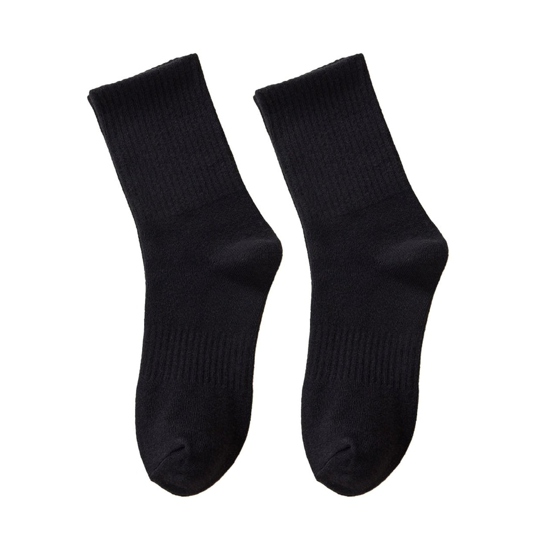 1 Pair Unisex Socks Thickened Elastic Anti-slip Mid-tube Solid Color Floor Socks Warm Soft No Ddor Sweat Absorption Lady Image 1