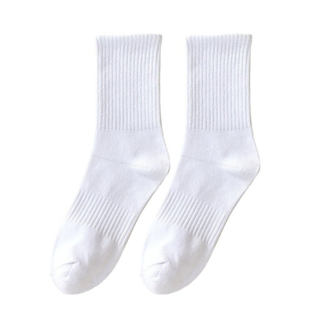 1 Pair Unisex Socks Thickened Elastic Anti-slip Mid-tube Solid Color Floor Socks Warm Soft No Ddor Sweat Absorption Lady Image 1