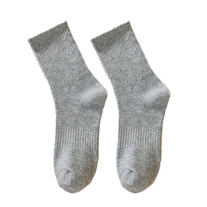 1 Pair Unisex Socks Thickened Elastic Anti-slip Mid-tube Solid Color Floor Socks Warm Soft No Ddor Sweat Absorption Lady Image 10
