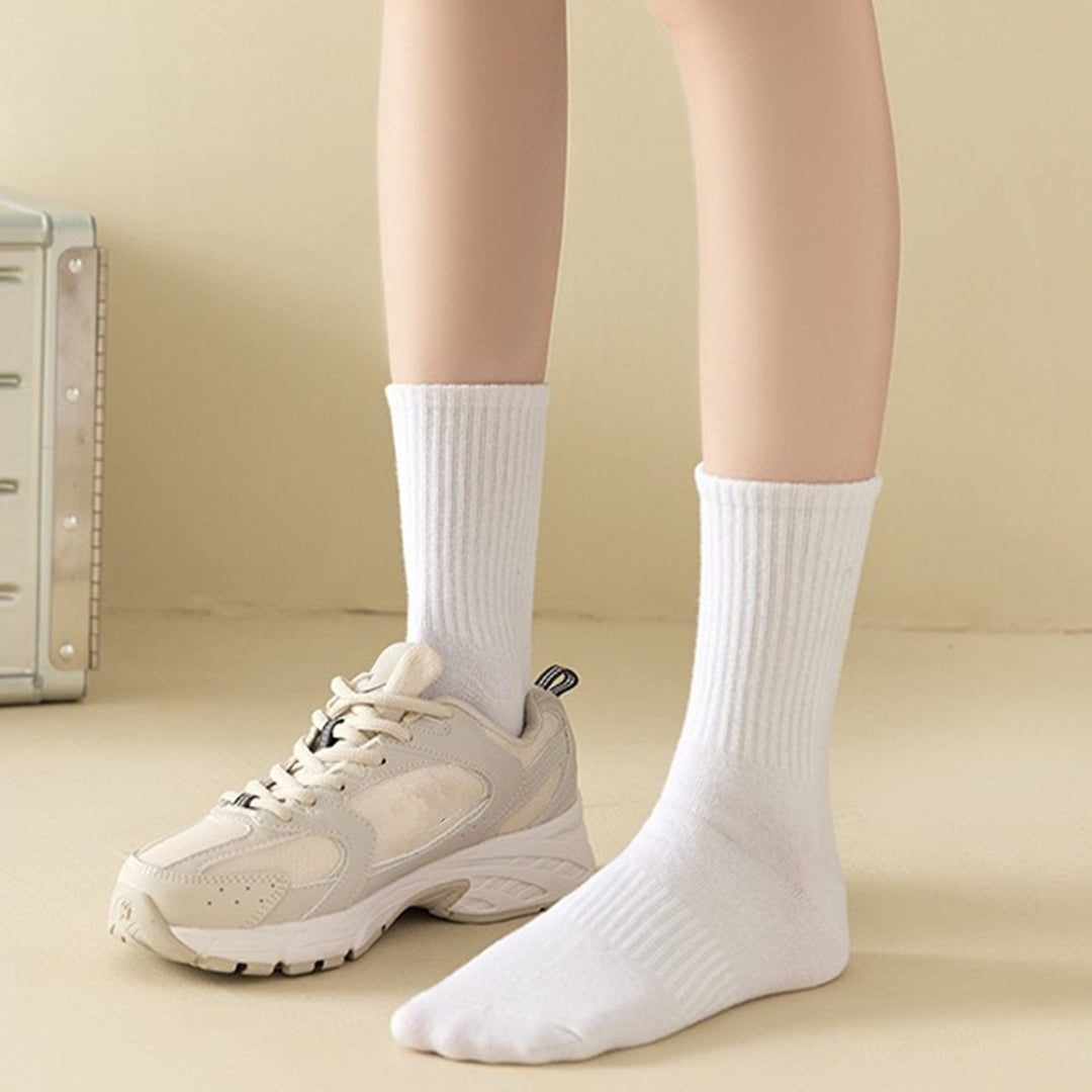 1 Pair Unisex Socks Thickened Elastic Anti-slip Mid-tube Solid Color Floor Socks Warm Soft No Ddor Sweat Absorption Lady Image 12