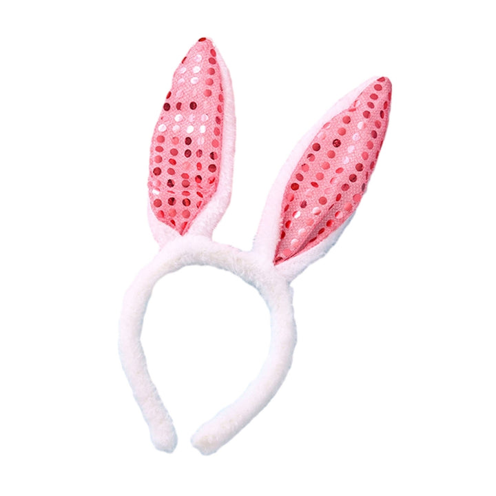 Women Hairband Bunny Ear Shape Soft Plush Sequin 3 Gears LED Light Elastic Anti-slip Easter Day Image 8