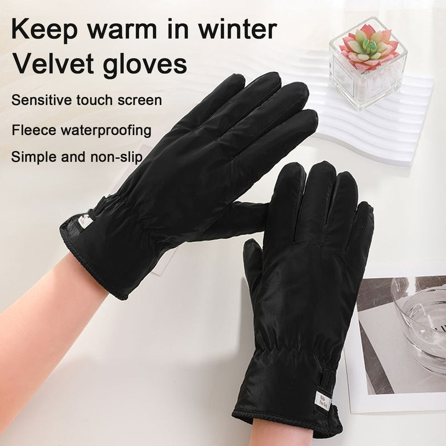 1 Pair Women Winter Gloves Windproof Thick Warm Touch Screen Anti-slip Waterproof Soft Cold-proof Elastic Wrist Cycling Image 1