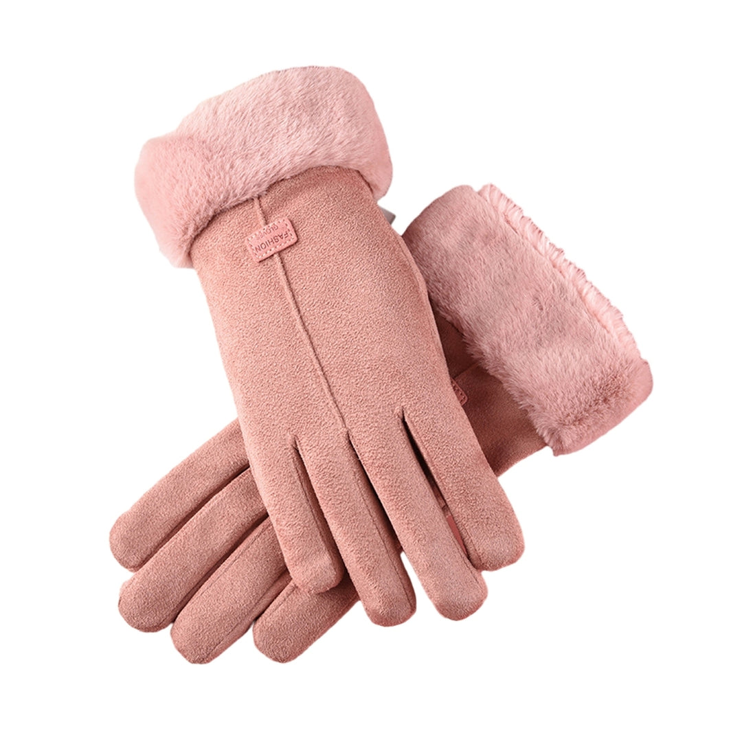 1 Pair Women Winter Gloves Windproof Thick Plush Warm Touch Screen Anti-slip Soft Cold-proof Elastic Wrist Cycling Image 6