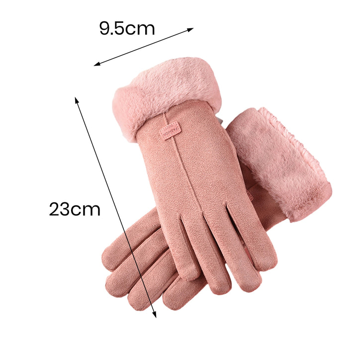 1 Pair Women Winter Gloves Windproof Thick Plush Warm Touch Screen Anti-slip Soft Cold-proof Elastic Wrist Cycling Image 11