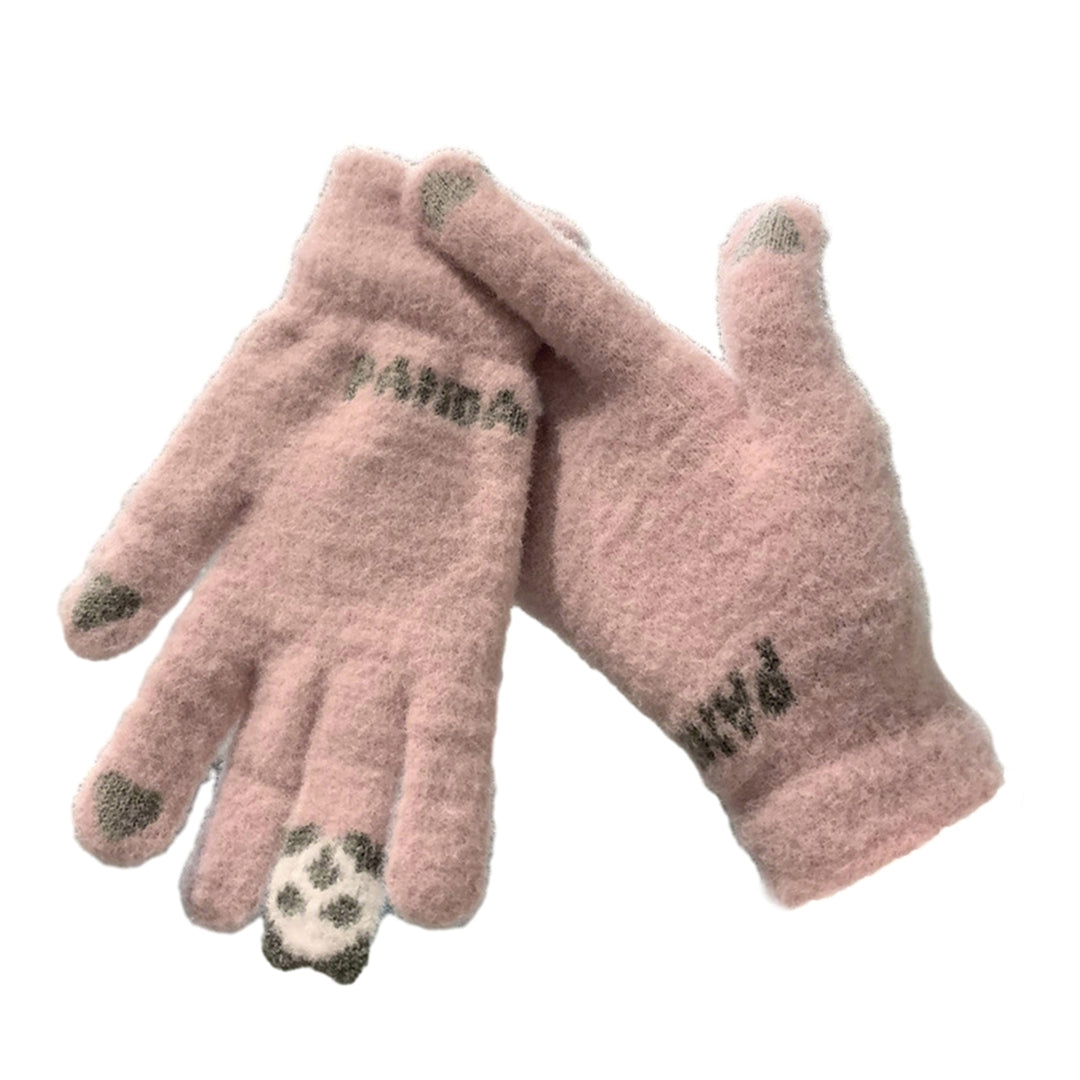 1 Pair Winter Unisex Gloves Windproof Thickened Warm Color Matching Five Fingers Elastic Cuff Image 3