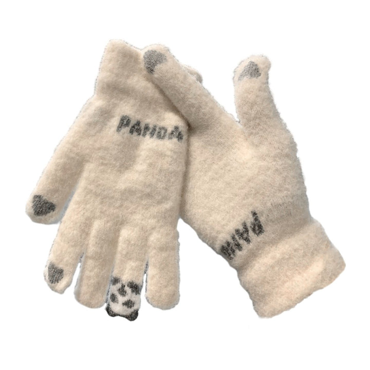 1 Pair Winter Unisex Gloves Windproof Thickened Warm Color Matching Five Fingers Elastic Cuff Image 1