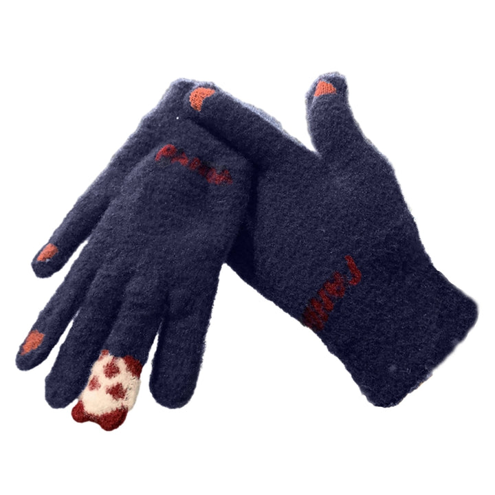 1 Pair Winter Unisex Gloves Windproof Thickened Warm Color Matching Five Fingers Elastic Cuff Image 7